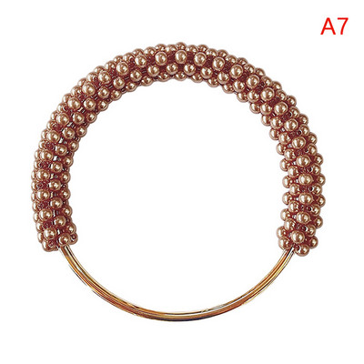 Pērļu apaļas somas roktura gredzens, pīts krāsains krelles sievietēm Rokassomu maka rāmis DIY roku darbs somas aksesuāri