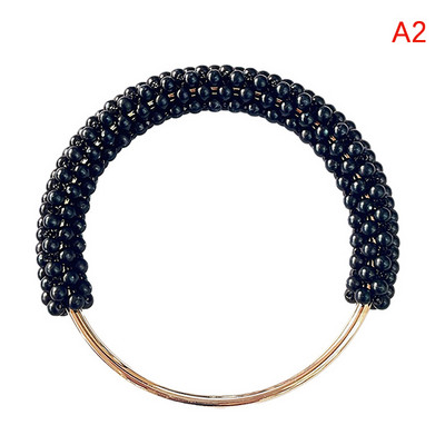 Pērļu apaļas somas roktura gredzens, pīts krāsains krelles sievietēm Rokassomu maka rāmis DIY roku darbs somas aksesuāri