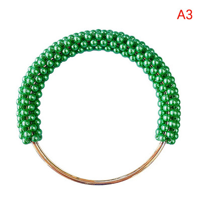 Pērļu apaļas somas roktura gredzens, pīts krāsains krelles sievietēm Rokassomu maka rāmis DIY roku darbs somas aksesuāri