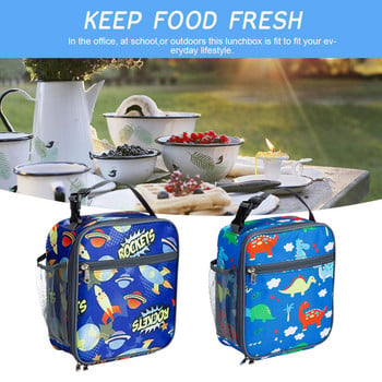 Παιδικό φερμουάρ Παιδικής φόρμας Cartoon Tote Meal Storage Mini Picnic Student School with Pocket Oxford ύφασμα Θερμικό μαλακό κουτί γεύματος μονωμένη τσάντα