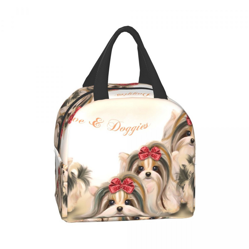 Biewer Kutije za ručak koje se mogu ponovno koristiti Žene Nepropusni Jorkširski terijer Pas Termalni hladnjak Torba za ručak izolirana za hranu Djeca Školska djeca