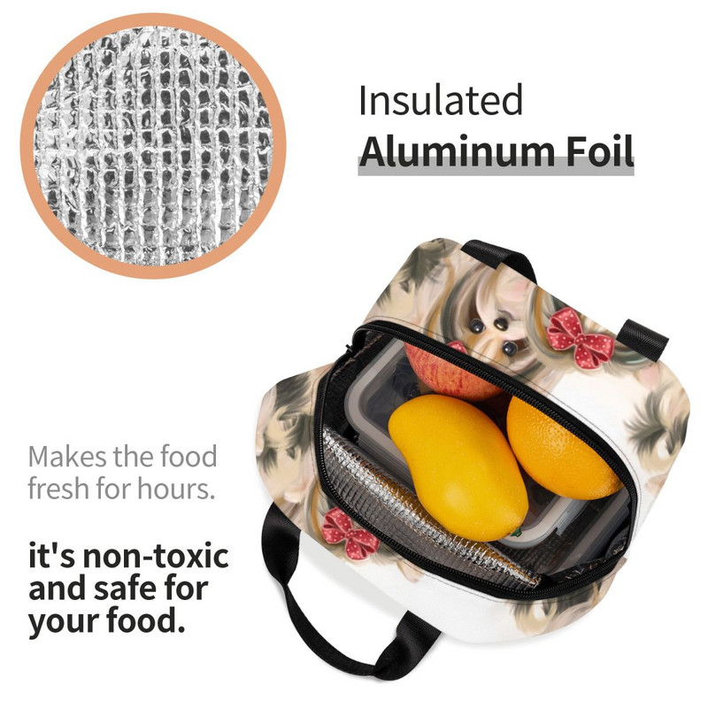 Biewer Kutije za ručak koje se mogu ponovno koristiti Žene Nepropusni Jorkširski terijer Pas Termalni hladnjak Torba za ručak izolirana za hranu Djeca Školska djeca