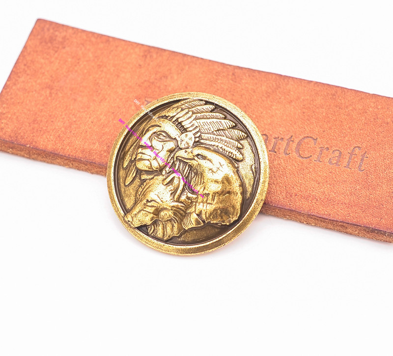 10 vnt. Amerikos vakarų indėnų vyriausiojo vilko erelio galvos, odinio rankdarbių diržo balno segtukas Concho puošmena atsukama atgal