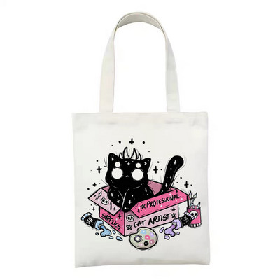 Női vászon bevásárlótáska Női vászontáska Vicces gombás ökokézitáska hordtáska újrafelhasználható bevásárlótáskák diákkönyves táskák