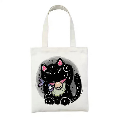 Női vászon bevásárlótáska Női vászontáska Vicces gombás ökokézitáska hordtáska újrafelhasználható bevásárlótáskák diákkönyves táskák