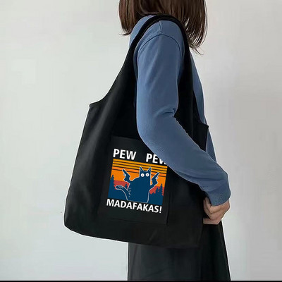 Pirkinių krepšys Moteriškas ant peties drobinis krepšys Madinga spauda Plaunama didelės talpos rankinė Messenger Daugkartinio naudojimo krepšys pirkėjai