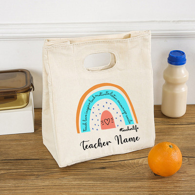 Rainbow Teach Love Inspire Prijenosne torbe za ručak Izolirane personalizirane prilagođene nazive Termalni hladnjak Torbica za piknik Pohranjivanje hrane Pokloni