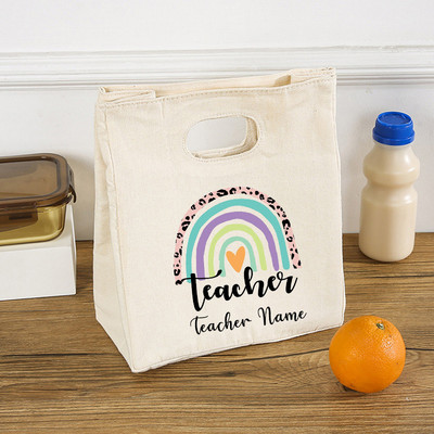 Rainbow Teach Love Inspire Prijenosne torbe za ručak Izolirane personalizirane prilagođene nazive Termalni hladnjak Torbica za piknik Pohranjivanje hrane Pokloni