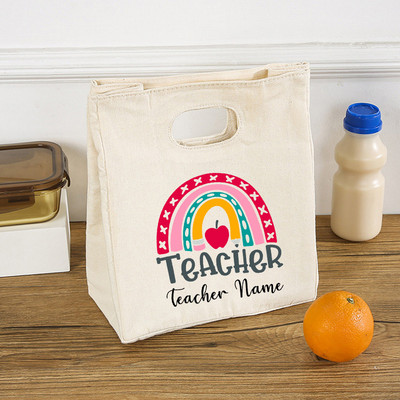 Rainbow Teach Love Inspire Prijenosne torbe za ručak Izolirane personalizirane prilagođene nazive Termalni hladnjak Torbica za piknik Pohranjivanje hrane Pokloni