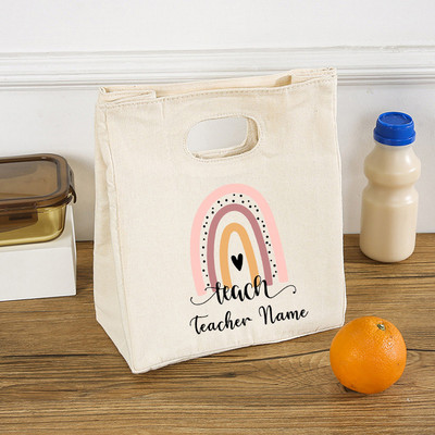 Rainbow Teach Love Inspire Prijenosne torbe za ručak Izolirane personalizirane prilagođene nazive Termalni hladnjak Torbica za piknik Pohranjivanje hrane Pokloni