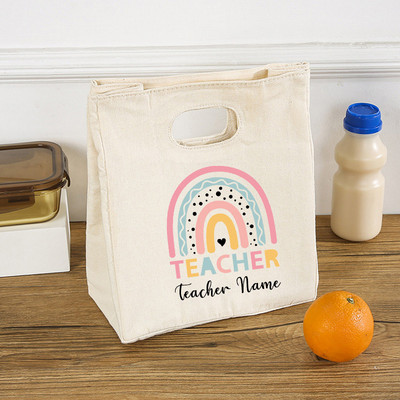 Rainbow Teach Love Inspire Prijenosne torbe za ručak Izolirane personalizirane prilagođene nazive Termalni hladnjak Torbica za piknik Pohranjivanje hrane Pokloni
