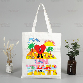 Un Verano Sin Ti Canvas Shoulder Tote Bag Bad Bunny Handbags Eco επαναχρησιμοποιούμενες αισθητικές Singer Charms Τσάντες αγορών Τσάντες μόδας