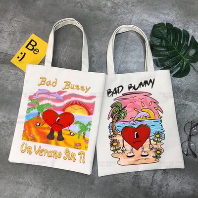 Un Verano Sin Ti Canvas plecu soma Bad Bunny rokassomas Eko atkārtoti lietojamas estētiskās dziedātāja piekariņas Iepirkumu soma Modes somas