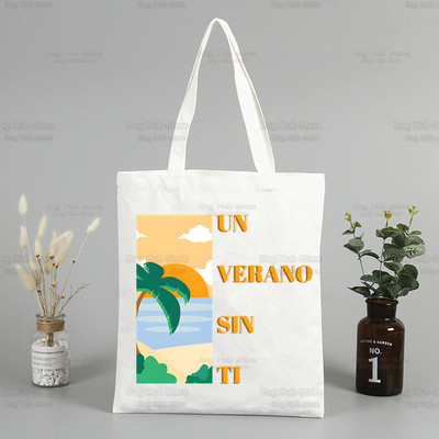 Un Verano Sin Ti Canvas plecu soma Bad Bunny rokassomas Eko atkārtoti lietojamas estētiskās dziedātāja piekariņas Iepirkumu soma Modes somas