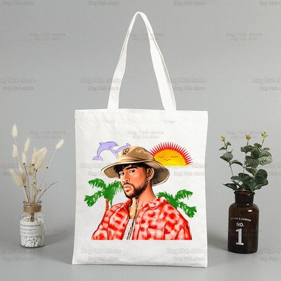 Un Verano Sin Ti Canvas plecu soma Bad Bunny rokassomas Eko atkārtoti lietojamas estētiskās dziedātāja piekariņas Iepirkumu soma Modes somas