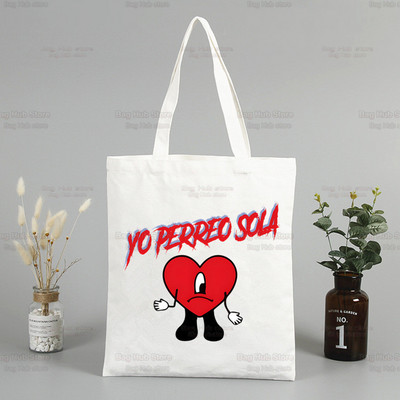 Un Verano Sin Ti Canvas plecu soma Bad Bunny rokassomas Eko atkārtoti lietojamas estētiskās dziedātāja piekariņas Iepirkumu soma Modes somas