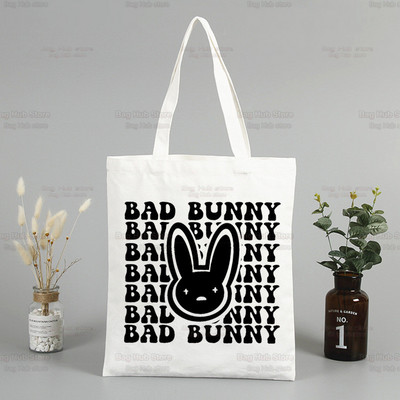 Un Verano Sin Ti Canvas plecu soma Bad Bunny rokassomas Eko atkārtoti lietojamas estētiskās dziedātāja piekariņas Iepirkumu soma Modes somas