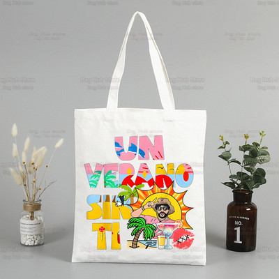 Un Verano Sin Ti Canvas plecu soma Bad Bunny rokassomas Eko atkārtoti lietojamas estētiskās dziedātāja piekariņas Iepirkumu soma Modes somas