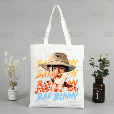 Un Verano Sin Ti Canvas plecu soma Bad Bunny rokassomas Eko atkārtoti lietojamas estētiskās dziedātāja piekariņas Iepirkumu soma Modes somas