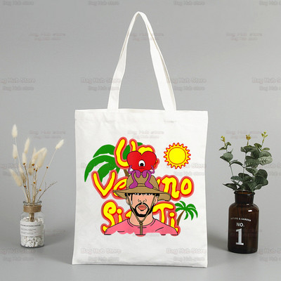 Un Verano Sin Ti Canvas plecu soma Bad Bunny rokassomas Eko atkārtoti lietojamas estētiskās dziedātāja piekariņas Iepirkumu soma Modes somas