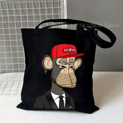 Bored Ape Yacht Club Vintage vásárlói táskák női férfi bevásárlótáska hordtáska válltáska vászontáskák NFT divatos High Street táskák