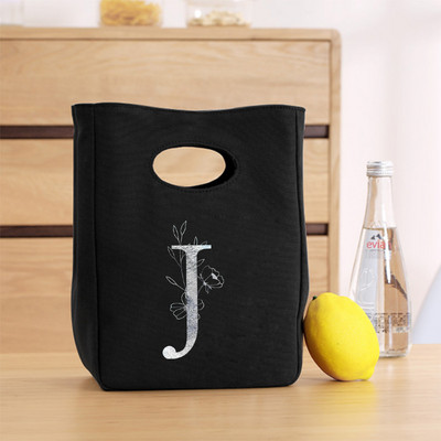 Platnena srebrna slova uniseks izolirana torba za ručak Platnena torba zadebljana uniseks prijenosna torba za pohranu hrane za višekratnu upotrebu u uredu za piknik