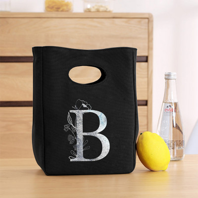 Platnena srebrna slova uniseks izolirana torba za ručak Platnena torba zadebljana uniseks prijenosna torba za pohranu hrane za višekratnu upotrebu u uredu za piknik