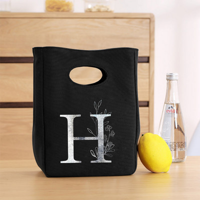 Platnena srebrna slova uniseks izolirana torba za ručak Platnena torba zadebljana uniseks prijenosna torba za pohranu hrane za višekratnu upotrebu u uredu za piknik