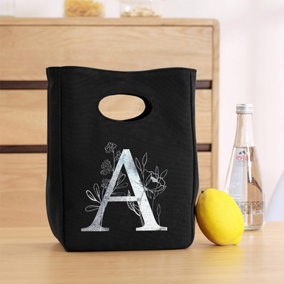 Platnena srebrna slova uniseks izolirana torba za ručak Platnena torba zadebljana uniseks prijenosna torba za pohranu hrane za višekratnu upotrebu u uredu za piknik