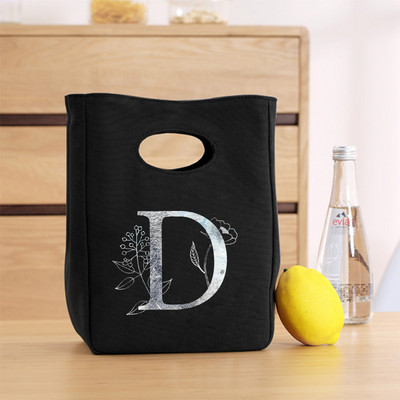 Platnena srebrna slova uniseks izolirana torba za ručak Platnena torba zadebljana uniseks prijenosna torba za pohranu hrane za višekratnu upotrebu u uredu za piknik