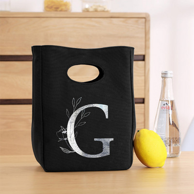 Platnena srebrna slova uniseks izolirana torba za ručak Platnena torba zadebljana uniseks prijenosna torba za pohranu hrane za višekratnu upotrebu u uredu za piknik