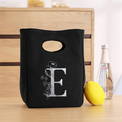 Platnena srebrna slova uniseks izolirana torba za ručak Platnena torba zadebljana uniseks prijenosna torba za pohranu hrane za višekratnu upotrebu u uredu za piknik