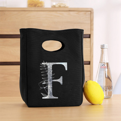 Platnena srebrna slova uniseks izolirana torba za ručak Platnena torba zadebljana uniseks prijenosna torba za pohranu hrane za višekratnu upotrebu u uredu za piknik