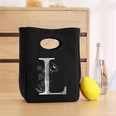Platnena srebrna slova uniseks izolirana torba za ručak Platnena torba zadebljana uniseks prijenosna torba za pohranu hrane za višekratnu upotrebu u uredu za piknik