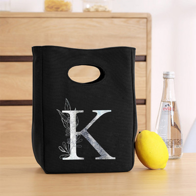 Platnena srebrna slova uniseks izolirana torba za ručak Platnena torba zadebljana uniseks prijenosna torba za pohranu hrane za višekratnu upotrebu u uredu za piknik