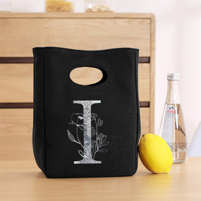 Platnena srebrna slova uniseks izolirana torba za ručak Platnena torba zadebljana uniseks prijenosna torba za pohranu hrane za višekratnu upotrebu u uredu za piknik