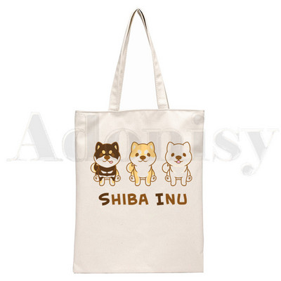Shiba Inu Dog Japoniškas spausdinimas Juokingi gyvūnai Harajuku Rankinės Pečių Krepšiai Kasdieniai pirkiniai Merginų rankinė Moteriškas Elegantiškas drobinis krepšys