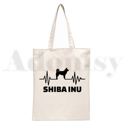 Shiba Inu Dog Japoniškas spausdinimas Juokingi gyvūnai Harajuku Rankinės Pečių Krepšiai Kasdieniai pirkiniai Merginų rankinė Moteriškas Elegantiškas drobinis krepšys