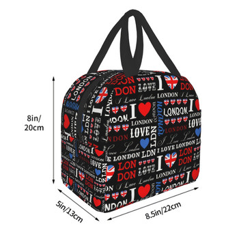 I Love London Lunch Bag Insolated Lunch Box Μαλακό Cooler Cooling Tote για παιδιά Ενήλικες άνδρες Γυναίκες