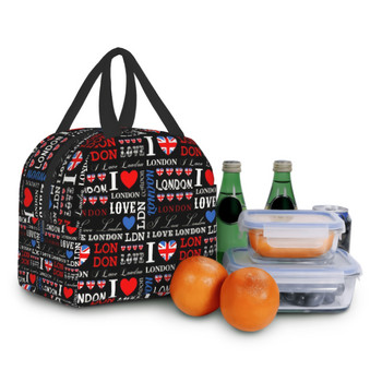 I Love London Lunch Bag Insolated Lunch Box Μαλακό Cooler Cooling Tote για παιδιά Ενήλικες άνδρες Γυναίκες