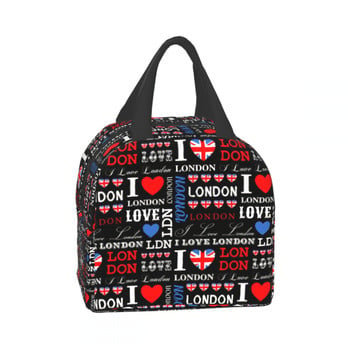 I Love London Lunch Bag Insolated Lunch Box Μαλακό Cooler Cooling Tote για παιδιά Ενήλικες άνδρες Γυναίκες