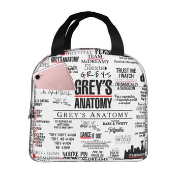 Grey\'s Anatomy Print Γιατροί Νοσοκόμα Μονωμένη τσάντα μεσημεριανού γεύματος Γυναικεία νοσοκόμα Θήκη φαγητού Tote Cooler Ζεστή τσάντα Bento Παιδική Μικρή τσάντα γεύματος