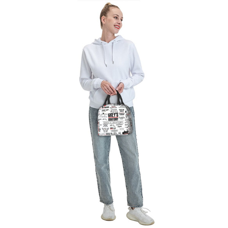 Grey's Anatomy Print Gydytojai Slaugytojai Izoliuotas pietų krepšys Moterims Slaugytojų Dėklas Maisto Dėklas Aušintuvas Šiltas Bento Rankinė Vaikams Mažas Pietų krepšys