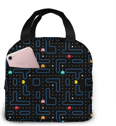 Torba za ručak s retro arkadnim igrama za žene, djevojke, djecu, izolirana torbica za piknik, termalna torbica za hlađenje Bento slatka torba za pripremu obroka