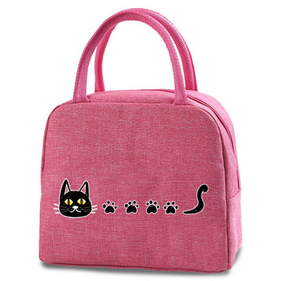 Új Footprints Ebéddoboz Táska Divat Vászon Hűtő Pikniktáska Ebédtáska Iskolai Élelmiszer szigetelt Vacsoratáska Kemping Utazási Kézitáskák