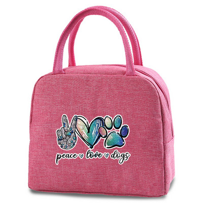 Új Footprints Ebéddoboz Táska Divat Vászon Hűtő Pikniktáska Ebédtáska Iskolai Élelmiszer szigetelt Vacsoratáska Kemping Utazási Kézitáskák