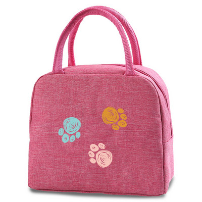 Új Footprints Ebéddoboz Táska Divat Vászon Hűtő Pikniktáska Ebédtáska Iskolai Élelmiszer szigetelt Vacsoratáska Kemping Utazási Kézitáskák