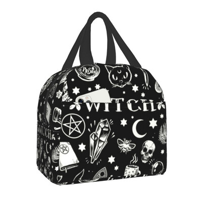 Geantă de prânz mov cu textura personalizată Witchy Things, cutie de prânz termoizolante pentru femei, pentru școală pentru copii