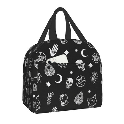 Geantă de prânz mov cu textura personalizată Witchy Things, cutie de prânz termoizolante pentru femei, pentru școală pentru copii