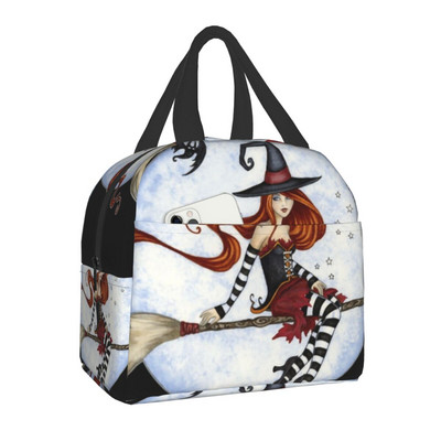 Geantă de prânz mov cu textura personalizată Witchy Things, cutie de prânz termoizolante pentru femei, pentru școală pentru copii